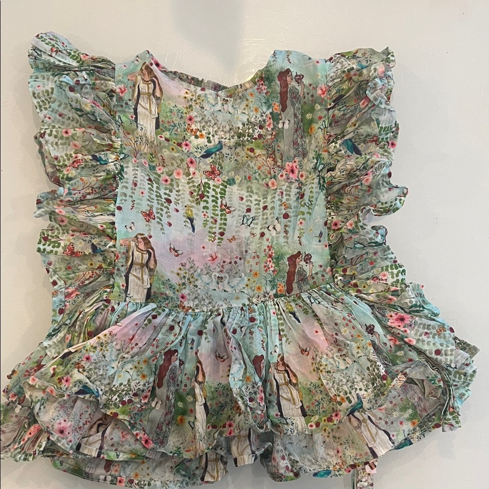 Olga Valentine Floral Ruffle  Top